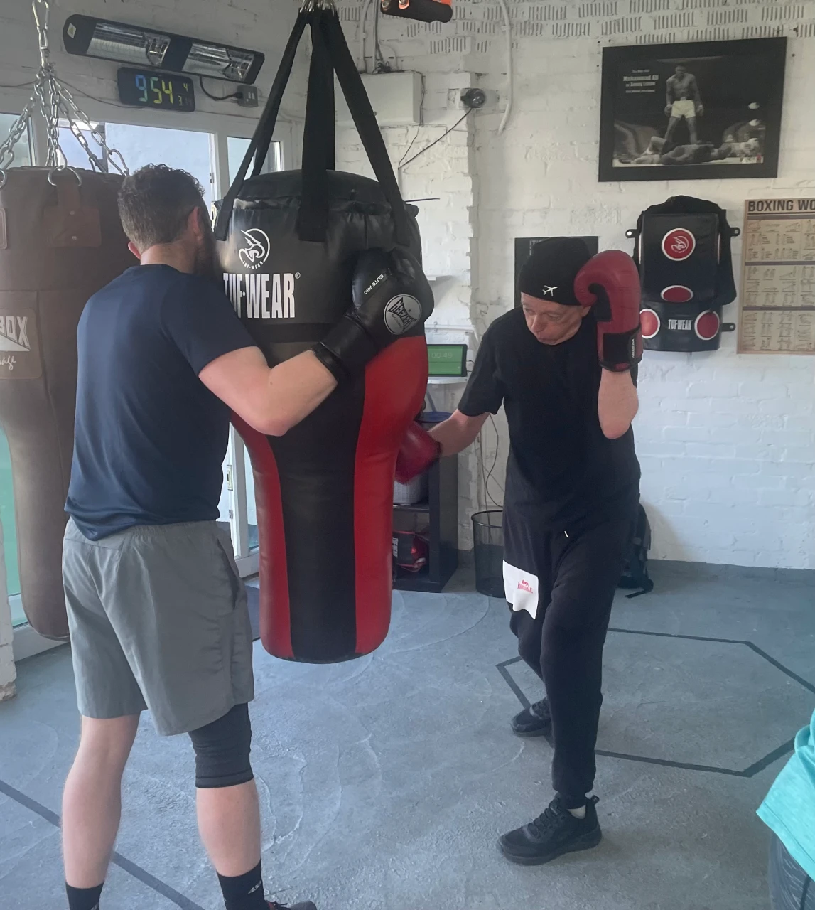 66 year old beginner learning boxing training at Krank Boxing & Fitness HQ in Durham
