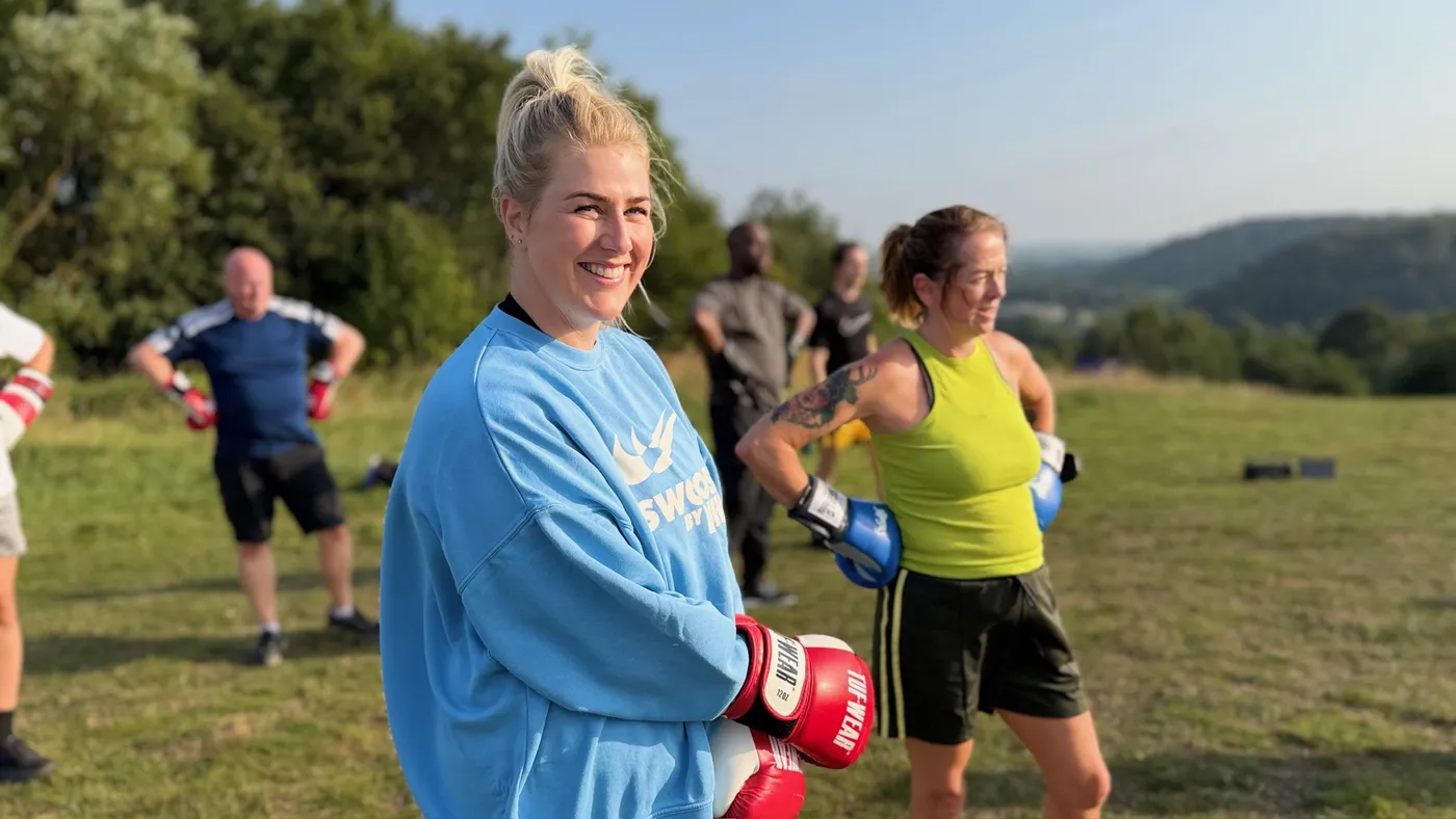 Outdoor group boxing fitness in Durham