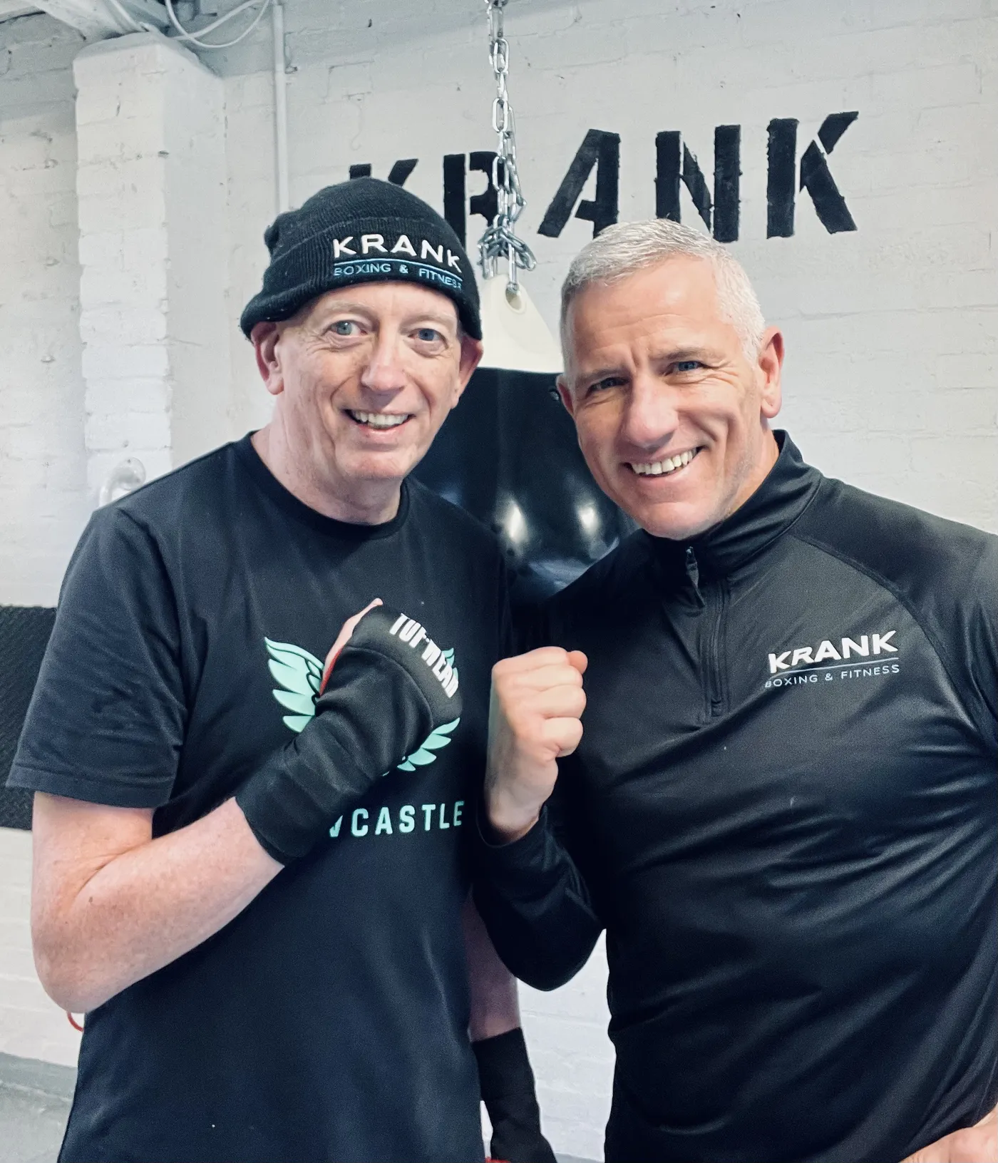Jamie with personal training client Mike at Krank Boxing and Fitness Durham